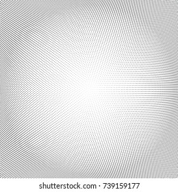 Abstract halftone wave dotted background. Futuristic twisted grunge pattern, dot, circles.  Vector modern optical pop art texture for posters, business cards, cover, labels mock-up, stickers layout