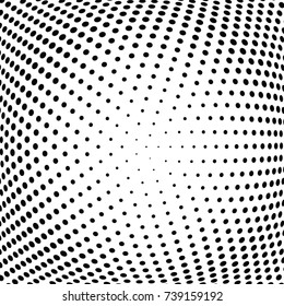 Abstract halftone wave dotted background. Futuristic twisted grunge pattern, dot, circles.  Vector modern optical pop art texture for posters, business cards, cover, labels mock-up, stickers layout