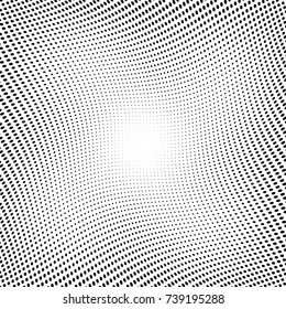 Abstract halftone wave dotted background. Futuristic twisted grunge pattern, dot, circles.  Vector modern optical pop art texture for posters, business cards, cover, labels mock-up, stickers layout