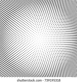 Abstract halftone wave dotted background. Futuristic twisted grunge pattern, dot, circles.  Vector modern optical pop art texture for posters, business cards, cover, labels mock-up, stickers layout