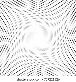 Abstract halftone wave dotted background. Futuristic twisted grunge pattern, dot, circles.  Vector modern optical pop art texture for posters, business cards, cover, labels mock-up, stickers layout