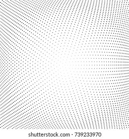 Abstract halftone wave dotted background. Futuristic twisted grunge pattern, dot, circles.  Vector modern optical pop art texture for posters, business cards, cover, labels mock-up, stickers layout