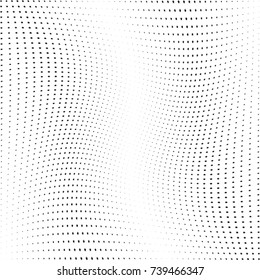 Abstract halftone wave dotted background. Futuristic twisted grunge pattern, stars.  Vector modern optical pop art texture for posters, postcard, grunge cover, labels, vintage sticker mock-up layout