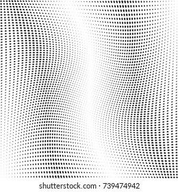 Abstract halftone wave dotted background. Futuristic twisted grunge pattern, stars.  Vector modern optical pop art texture for posters, postcard, grunge cover, labels, vintage sticker mock-up layout