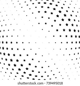 Abstract halftone wave dotted background. Futuristic twisted grunge pattern, stars.  Vector modern optical pop art texture for posters, postcard, grunge cover, labels, vintage sticker mock-up layout