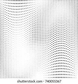 Abstract halftone wave dotted background. Futuristic twisted grunge pattern, dot, circles.  Vector modern optical pop art texture for posters, business cards, cover, labels mock-up, stickers layout