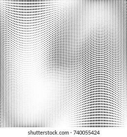 Abstract halftone wave dotted background. Futuristic twisted grunge pattern, dot, circles.  Vector modern optical pop art texture for posters, business cards, cover, labels mock-up, stickers layout