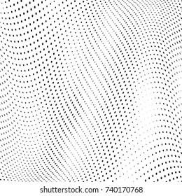 Abstract halftone wave dotted background. Futuristic twisted grunge pattern, dot, circles.  Vector modern optical pop art texture for posters, business cards, cover, labels mock-up, stickers layout