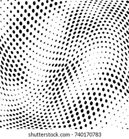 Abstract halftone wave dotted background. Futuristic twisted grunge pattern, dot, circles.  Vector modern optical pop art texture for posters, business cards, cover, labels mock-up, stickers layout