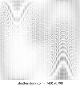 Abstract halftone wave dotted background. Futuristic twisted grunge pattern, dot, circles.  Vector modern optical pop art texture for posters, business cards, cover, labels mock-up, stickers layout