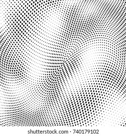 Abstract halftone wave dotted background. Futuristic twisted grunge pattern, dot, circles.  Vector modern optical pop art texture for posters, business cards, cover, labels mock-up, stickers layout