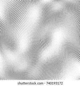 Abstract halftone wave dotted background. Futuristic twisted grunge pattern, dot, circles.  Vector modern optical pop art texture for posters, business cards, cover, labels mock-up, stickers layout