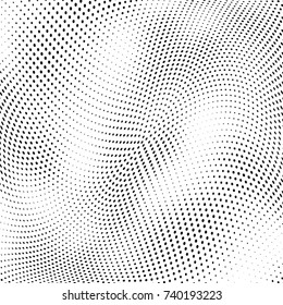 Abstract halftone wave dotted background. Futuristic twisted grunge pattern, dot, circles.  Vector modern optical pop art texture for posters, business cards, cover, labels mock-up, stickers layout
