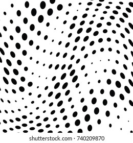 Abstract halftone wave dotted background. Futuristic twisted grunge pattern, dot, circles.  Vector modern optical pop art texture for posters, business cards, cover, labels mock-up, stickers layout