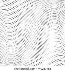Abstract halftone wave dotted background. Futuristic twisted grunge pattern, dot, circles.  Vector modern optical pop art texture for posters, business cards, cover, labels mock-up, stickers layout
