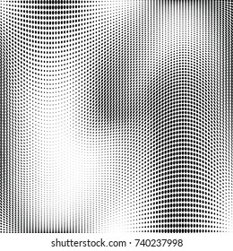Abstract halftone wave dotted background. Futuristic twisted grunge pattern, dot, circles.  Vector modern optical pop art texture for posters, business cards, cover, labels mock-up, stickers layout