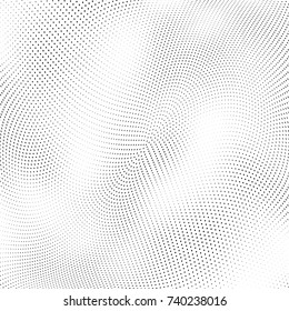 Abstract halftone wave dotted background. Futuristic twisted grunge pattern, dot, circles.  Vector modern optical pop art texture for posters, business cards, cover, labels mock-up, stickers layout