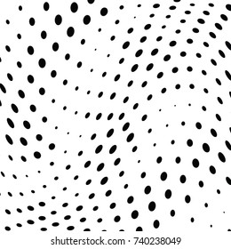 Abstract halftone wave dotted background. Futuristic twisted grunge pattern, dot, circles.  Vector modern optical pop art texture for posters, business cards, cover, labels mock-up, stickers layout