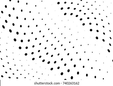 Abstract halftone wave dotted background. Futuristic twisted grunge pattern, dot, circles.  Vector modern optical pop art texture for posters, business cards, cover, labels mock-up, stickers layout