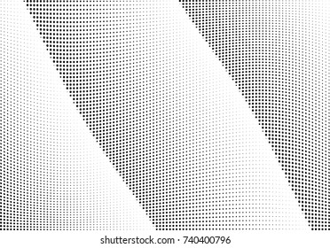 Abstract halftone wave dotted background. Futuristic twisted grunge pattern, dot, circles.  Vector modern optical pop art texture for posters, business cards, cover, labels mock-up, stickers layout