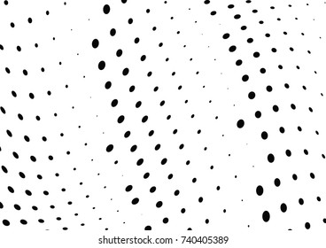 Abstract halftone wave dotted background. Futuristic twisted grunge pattern, dot, circles.  Vector modern optical pop art texture for posters, business cards, cover, labels mock-up, stickers layout
