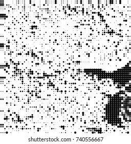 Abstract halftone wave dotted background. Futuristic twisted grunge pattern, dot, circles. Vector futuristic texture for posters, sites, business cards, postcards, interior design, labels.