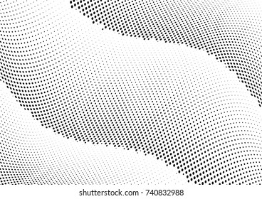Abstract halftone wave dotted background. Futuristic twisted grunge pattern, dot, circles.  Vector modern optical pop art texture for posters, business cards, cover, labels mock-up, stickers layout