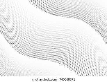 Abstract halftone wave dotted background. Futuristic twisted grunge pattern, dot, circles.  Vector modern optical pop art texture for posters, business cards, cover, labels mock-up, stickers layout