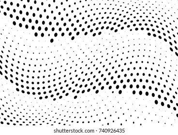 Abstract halftone wave dotted background. Futuristic twisted grunge pattern, dot, circles.  Vector modern optical pop art texture for posters, business cards, cover, labels mock-up, stickers layout
