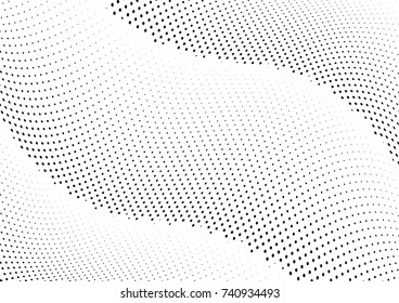 Abstract halftone wave dotted background. Futuristic twisted grunge pattern, dot, circles.  Vector modern optical pop art texture for posters, business cards, cover, labels mock-up, stickers layout