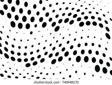 Abstract halftone wave dotted background. Futuristic twisted grunge pattern, dot, circles.  Vector modern optical pop art texture for posters, business cards, cover, labels mock-up, stickers layout