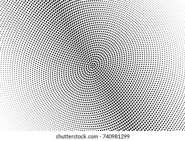 Abstract halftone wave dotted background. Futuristic twisted grunge pattern, dot, circles.  Vector modern optical pop art texture for posters, business cards, cover, labels mock-up, stickers layout