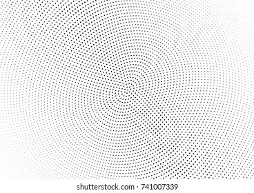 Abstract halftone wave dotted background. Futuristic twisted grunge pattern, dot, circles.  Vector modern optical pop art texture for posters, business cards, cover, labels mock-up, stickers layout