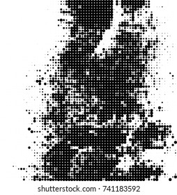 Abstract halftone wave dotted background. Futuristic twisted grunge pattern, dot, circles. Vector futuristic texture for posters, sites, business cards, postcards, interior design, labels.