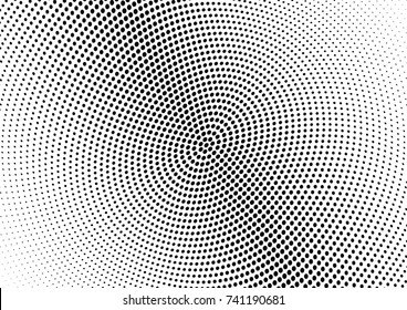 Abstract halftone wave dotted background. Futuristic twisted grunge pattern, dot, circles.  Vector modern optical pop art texture for posters, business cards, cover, labels mock-up, stickers layout