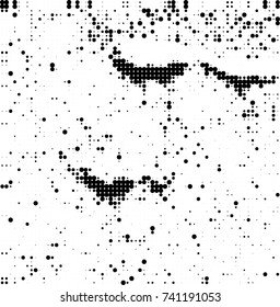 Abstract halftone wave dotted background. Futuristic twisted grunge pattern, dot, circles. Vector futuristic texture for posters, sites, business cards, postcards, interior design, labels.