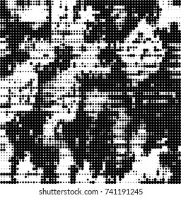 Abstract halftone wave dotted background. Futuristic twisted grunge pattern, dot, circles. Vector futuristic texture for posters, sites, business cards, postcards, interior design, labels.