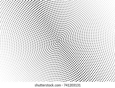 Abstract halftone wave dotted background. Futuristic twisted grunge pattern, dot, circles.  Vector modern optical pop art texture for posters, business cards, cover, labels mock-up, stickers layout