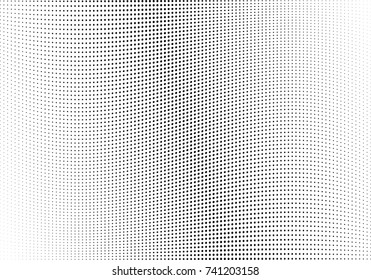 Abstract halftone wave dotted background. Futuristic twisted grunge pattern, dot, circles.  Vector modern optical pop art texture for posters, business cards, cover, labels mock-up, stickers layout