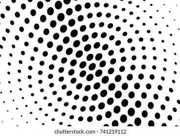 Abstract halftone wave dotted background. Futuristic twisted grunge pattern, dot, circles.  Vector modern optical pop art texture for posters, business cards, cover, labels mock-up, stickers layout