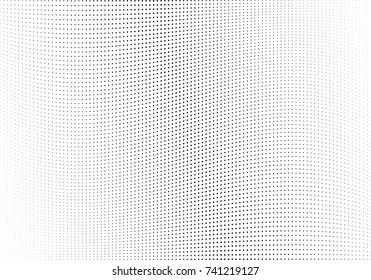 Abstract halftone wave dotted background. Futuristic twisted grunge pattern, dot, circles.  Vector modern optical pop art texture for posters, business cards, cover, labels mock-up, stickers layout