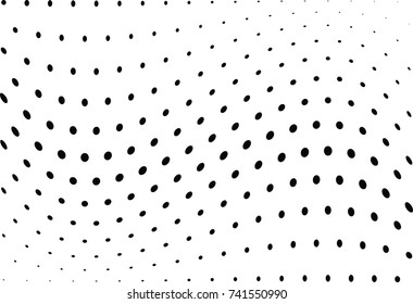 Abstract halftone wave dotted background. Futuristic twisted grunge pattern, dot, circles.  Vector modern optical pop art texture for posters, business cards, cover, labels mock-up, stickers layout