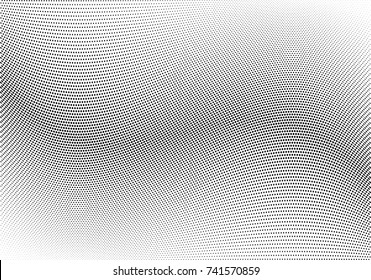 Abstract halftone wave dotted background. Futuristic twisted grunge pattern, dot, circles.  Vector modern optical pop art texture for posters, business cards, cover, labels mock-up, stickers layout