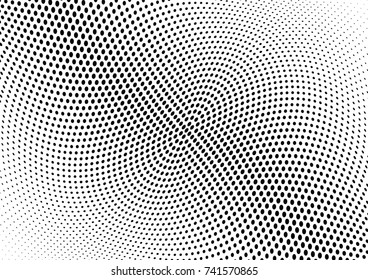 Abstract halftone wave dotted background. Futuristic twisted grunge pattern, dot, circles.  Vector modern optical pop art texture for posters, business cards, cover, labels mock-up, stickers layout