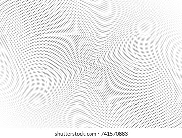 Abstract halftone wave dotted background. Futuristic twisted grunge pattern, dot, circles.  Vector modern optical pop art texture for posters, business cards, cover, labels mock-up, stickers layout