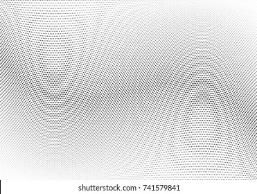 Abstract halftone wave dotted background. Futuristic twisted grunge pattern, dot, circles.  Vector modern optical pop art texture for posters, business cards, cover, labels mock-up, stickers layout