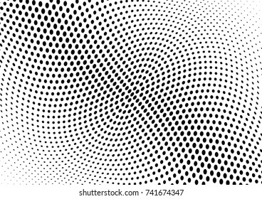 Abstract halftone wave dotted background. Futuristic twisted grunge pattern, dot, circles.  Vector modern optical pop art texture for posters, business cards, cover, labels mock-up, stickers layout