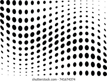 Abstract halftone wave dotted background. Futuristic twisted grunge pattern, dot, circles.  Vector modern optical pop art texture for posters, business cards, cover, labels mock-up, stickers layout
