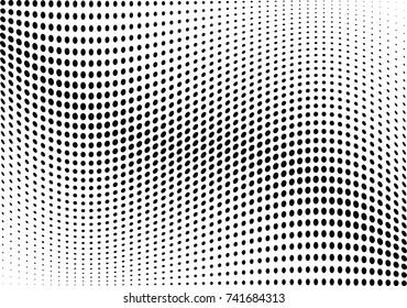 Abstract halftone wave dotted background. Futuristic twisted grunge pattern, dot, circles.  Vector modern optical pop art texture for posters, business cards, cover, labels mock-up, stickers layout
