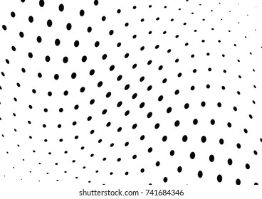 Abstract halftone wave dotted background. Futuristic twisted grunge pattern, dot, circles.  Vector modern optical pop art texture for posters, business cards, cover, labels mock-up, stickers layout
